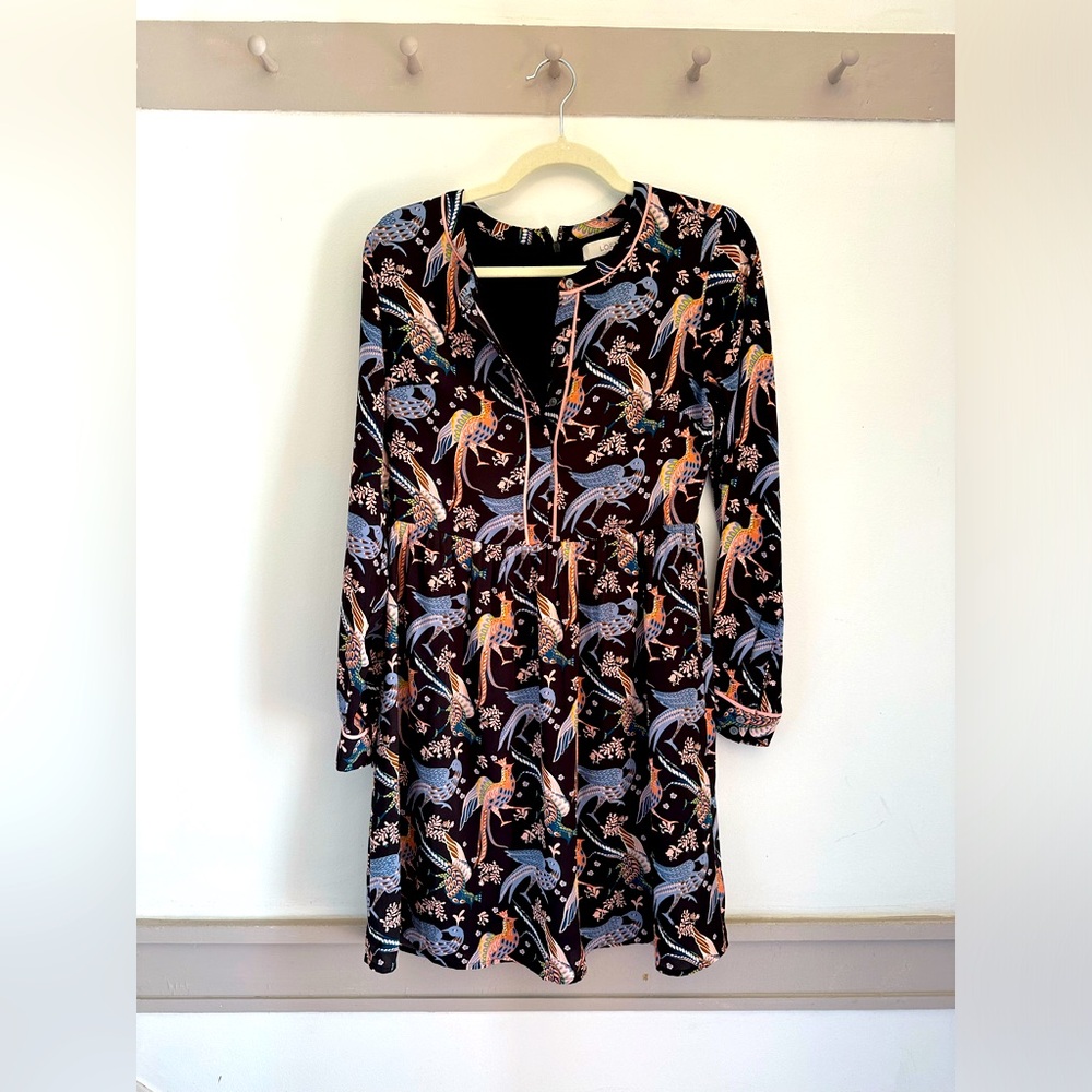 LOFT multicolor snowbird peacock dress size 2